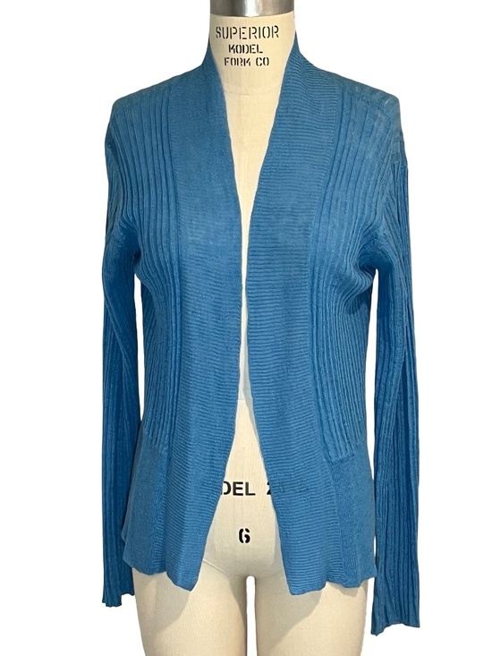 Eileen Fisher Sweaters - NWT EILEEN FISHER  Blue Linen Open Front Cardigan Ltwt Sweater MED MSRP $158